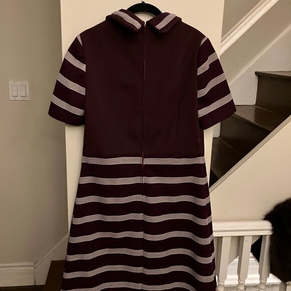 Vintage Burgundy Stripe Poly Dress - Picture 7 of 8
